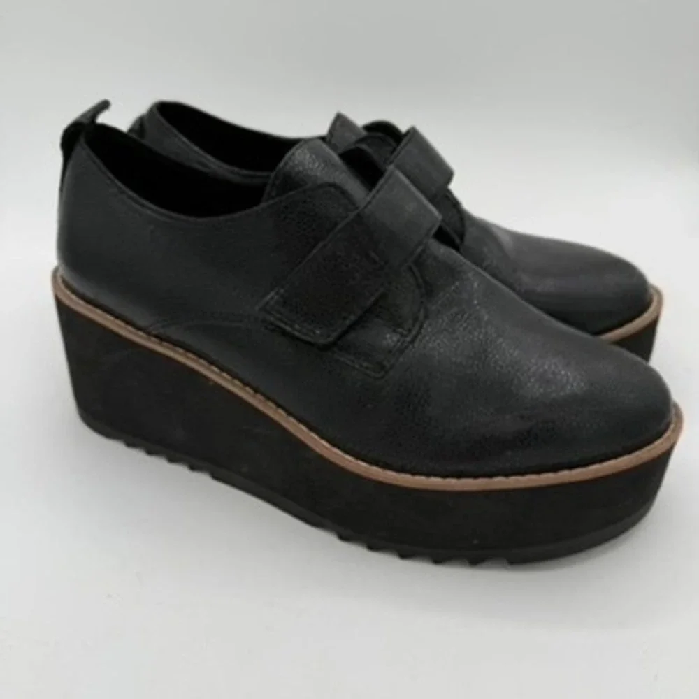 Eileen Fisher Zola Oxford Women 7 Leather Goth Minimalist Office Dark Academia